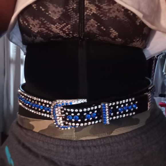 Genuine leather bedazzled belt main image 6